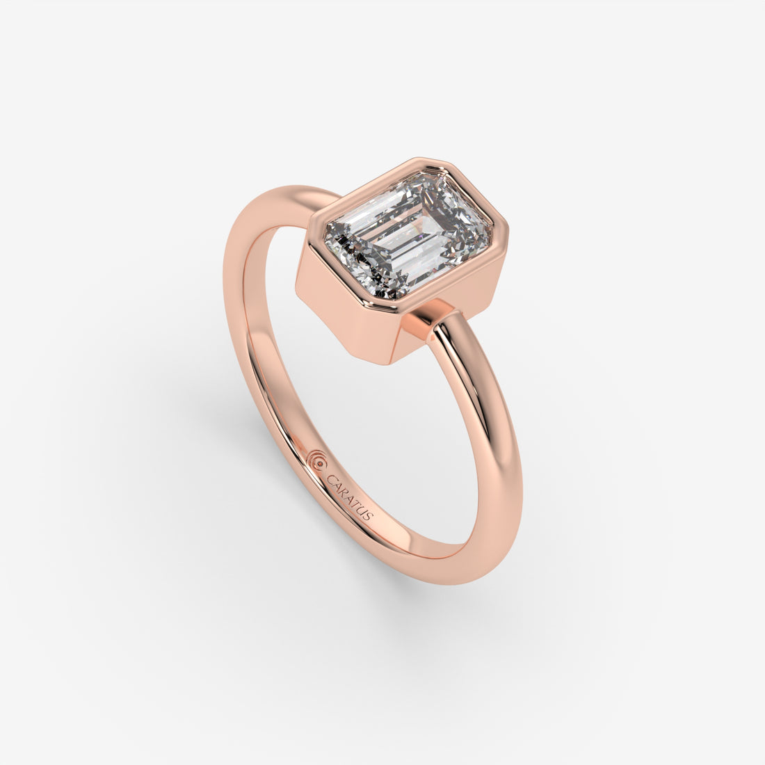 1.00 CT Rose Gold Emerald-Cut Diamond Engagement Ring