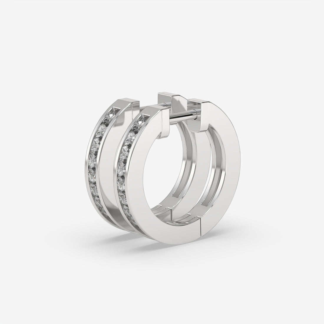 White Gold Classic Diamond Hoop Earrings