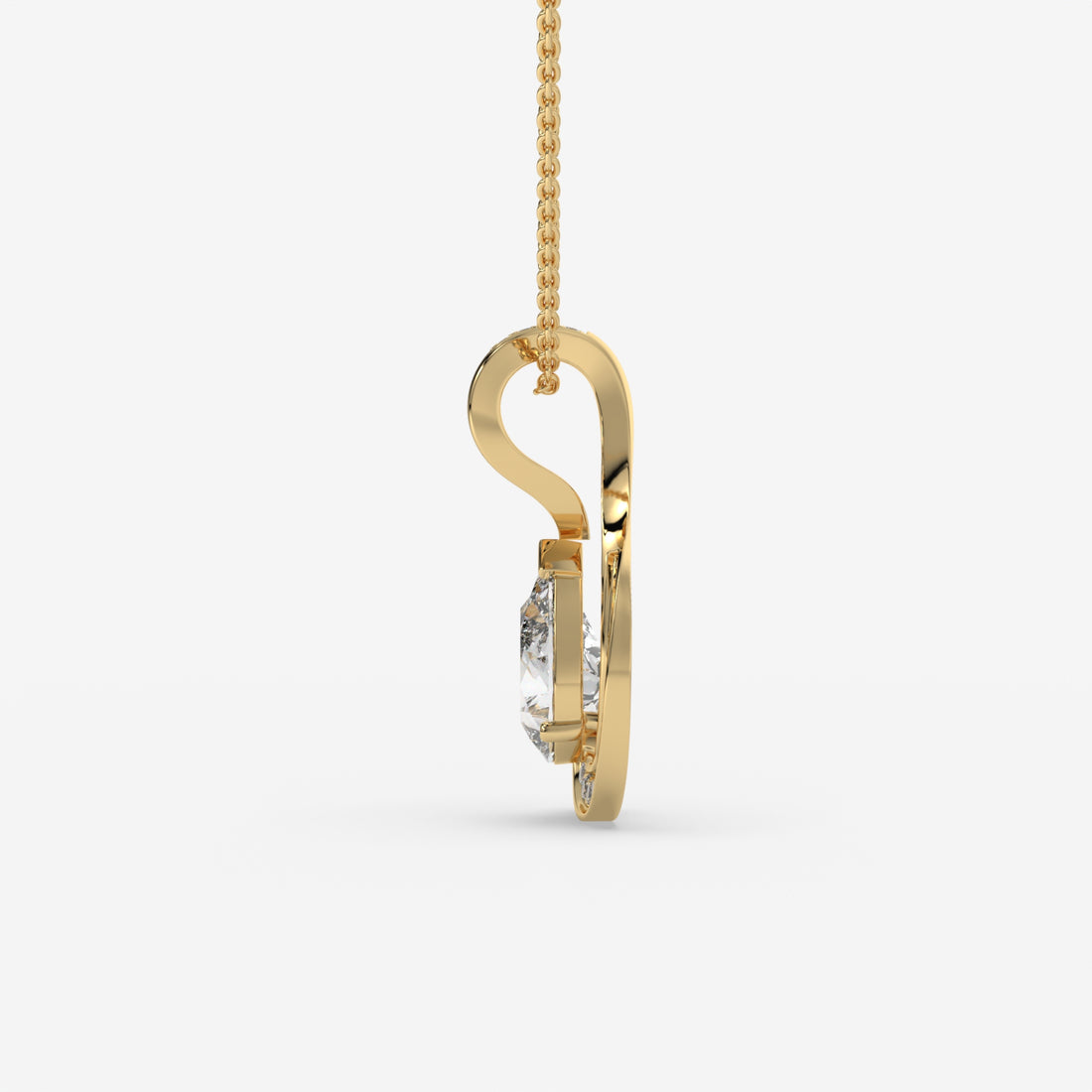 Yellow Gold Pear-Shaped Diamond Pendant with Round Diamonds