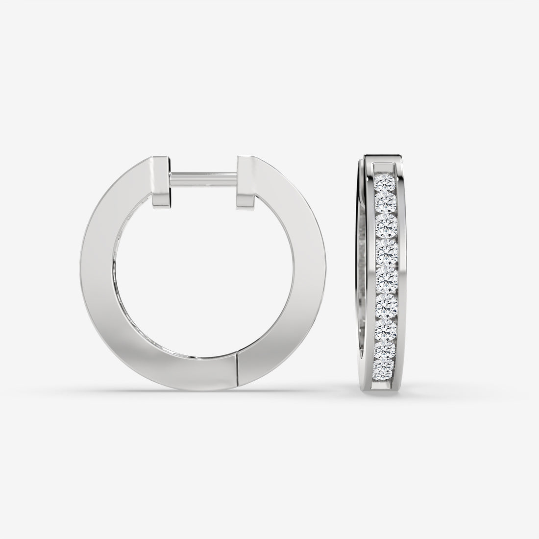 White Gold Classic Diamond Hoop Earrings