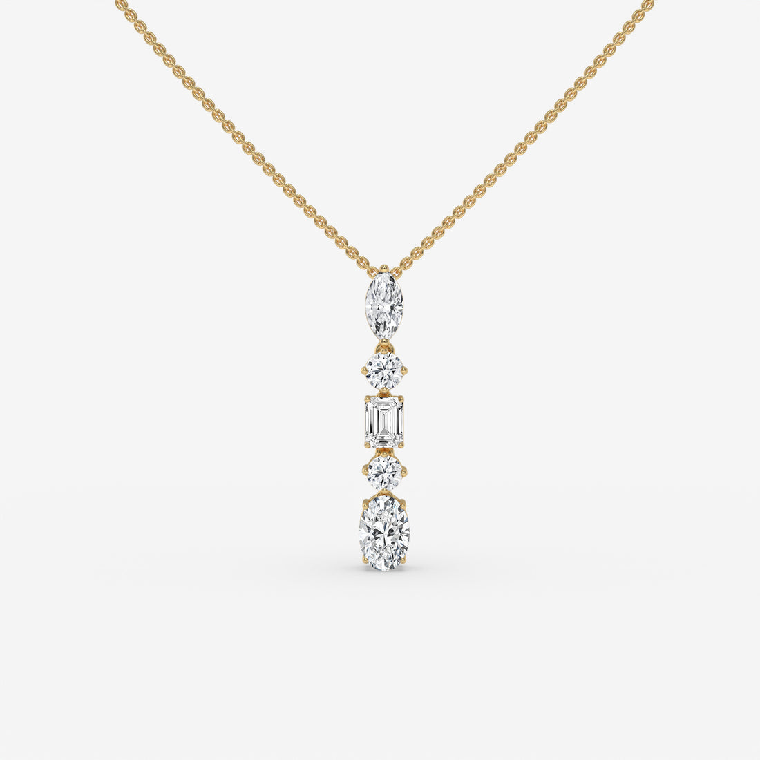 Diamond Pendant in White Gold with Modern Blend of Shapes