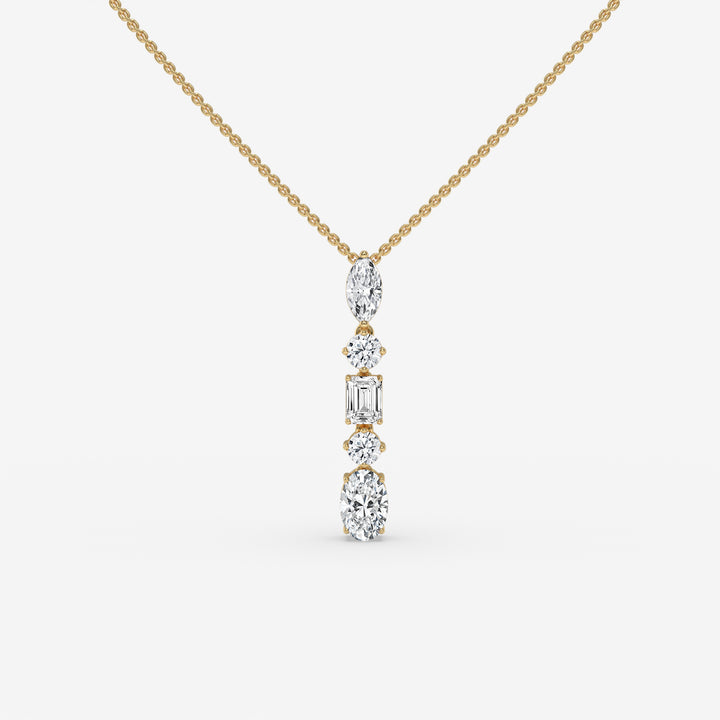 Diamond Pendant in Yellow Gold with Modern Blend of Shapes