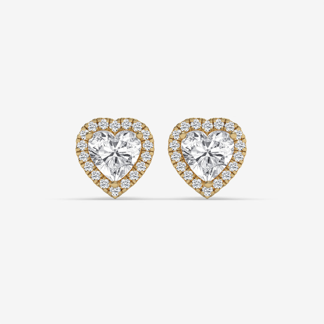 Heart-Shaped Diamond Halo Earrings in Rose Gold