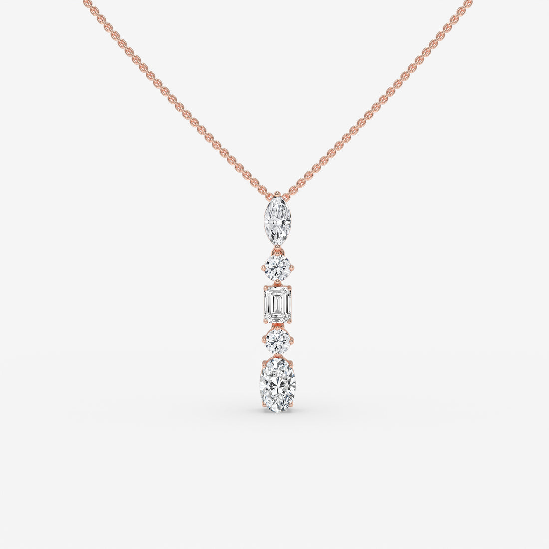 Diamond Pendant in White Gold with Modern Blend of Shapes