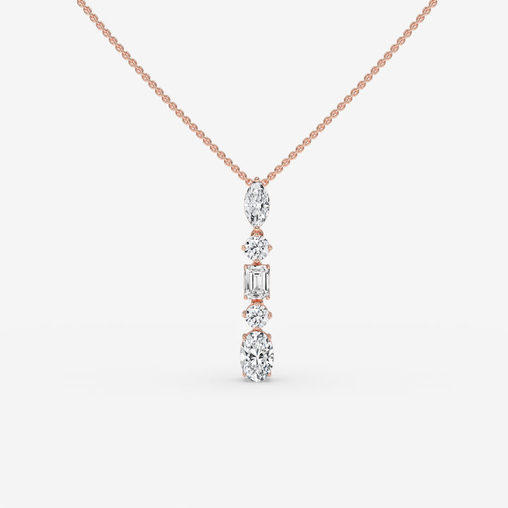 Diamond Pendant in Rose Gold with Modern Blend of Shapes