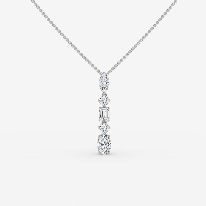 Diamond Pendant in White Gold with Modern Blend of Shapes