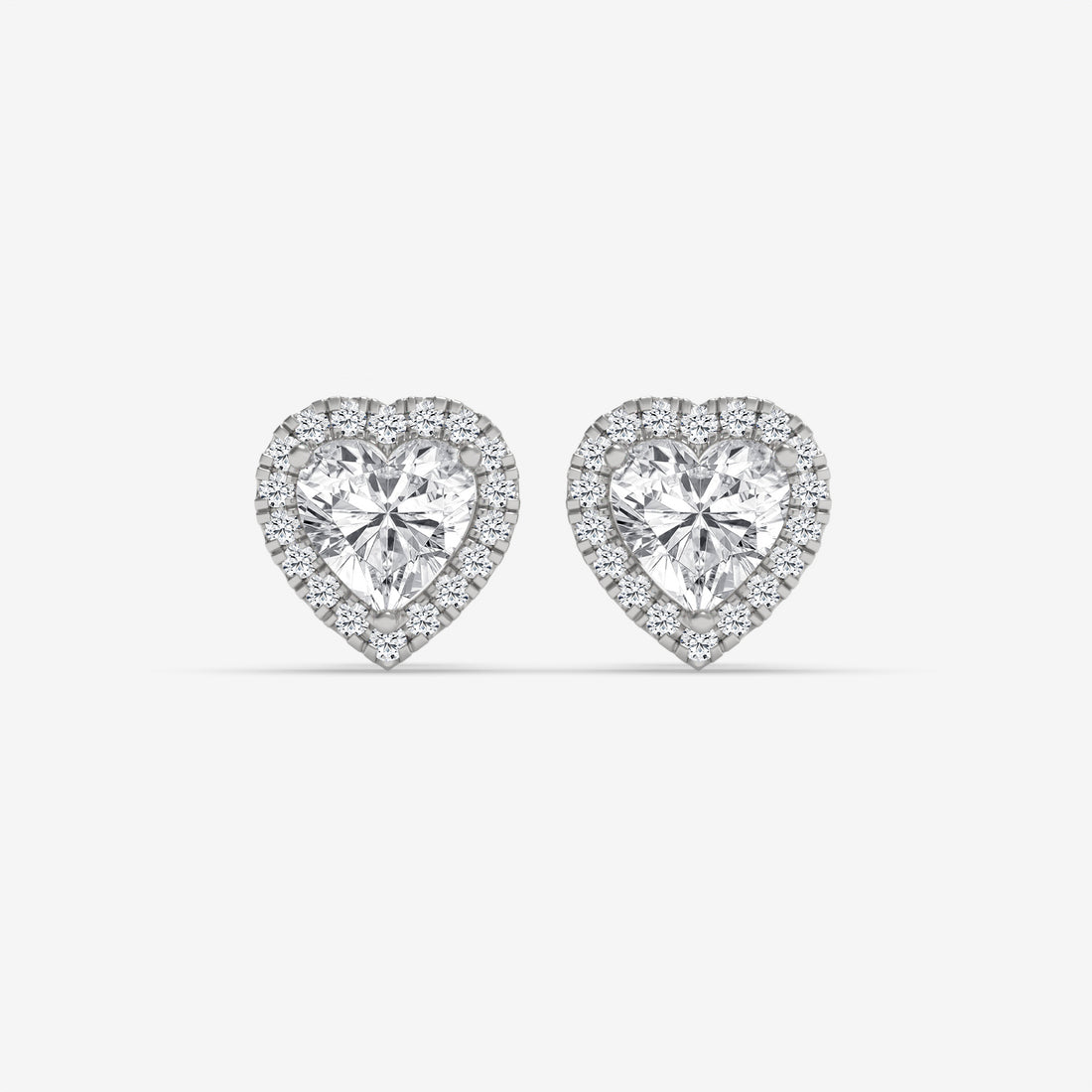 Heart-Shaped Diamond Halo Earrings in Yellow Gold
