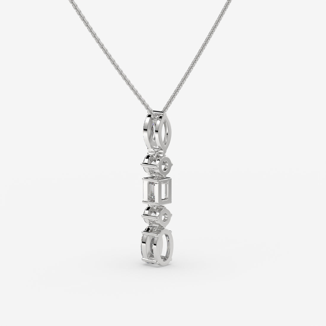 Diamond Pendant in White Gold with Modern Blend of Shapes