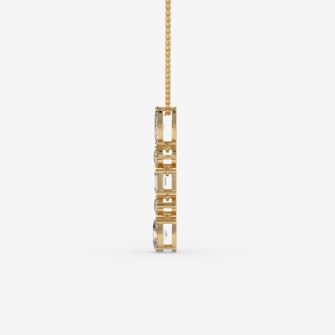 Diamond Pendant in Yellow Gold with Modern Blend of Shapes