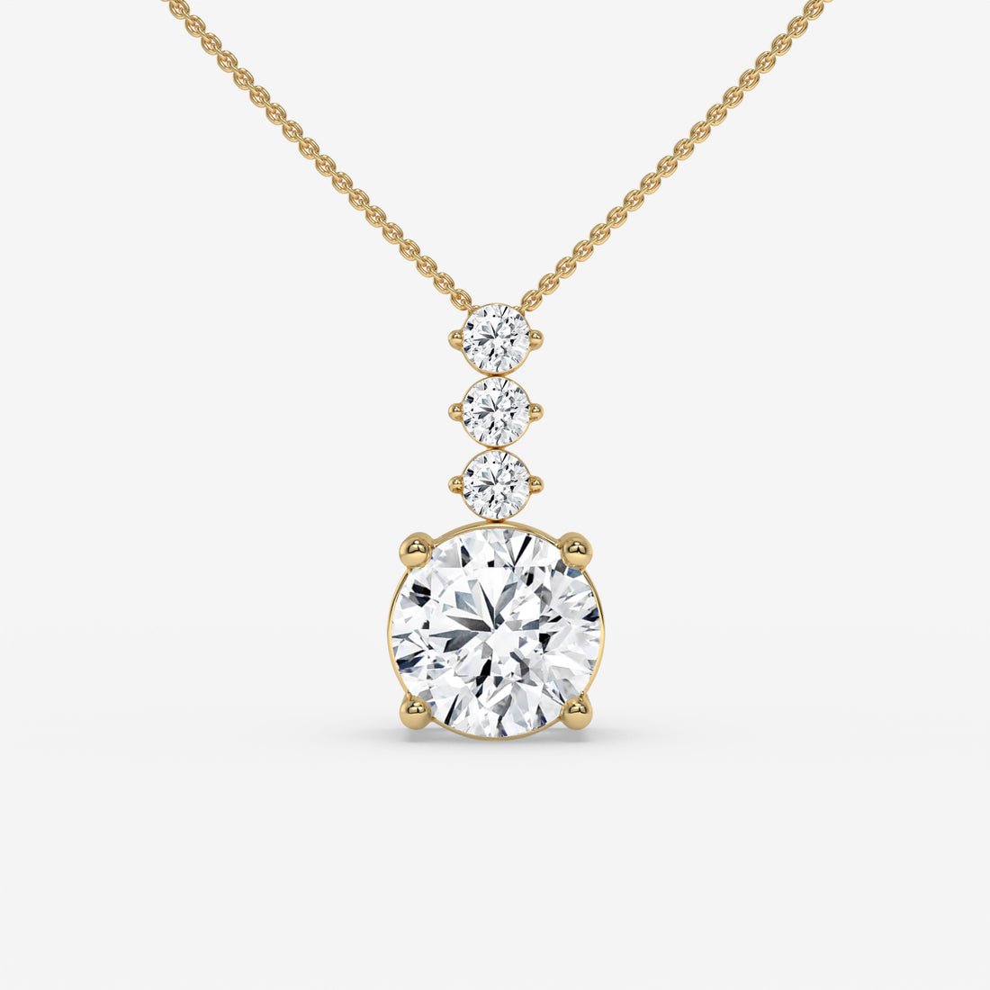 Radiant Three-Stone Round-Cut White Gold Diamond Pendant