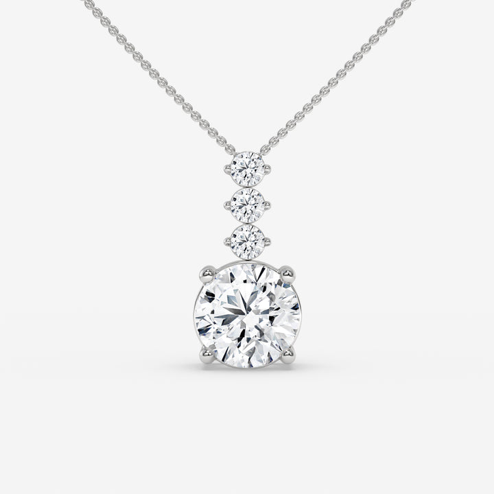 Radiant Three-Stone Round-Cut White Gold Diamond Pendant