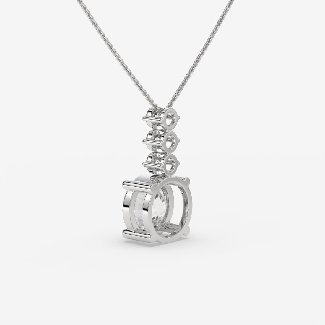 Radiant Three-Stone Round-Cut White Gold Diamond Pendant