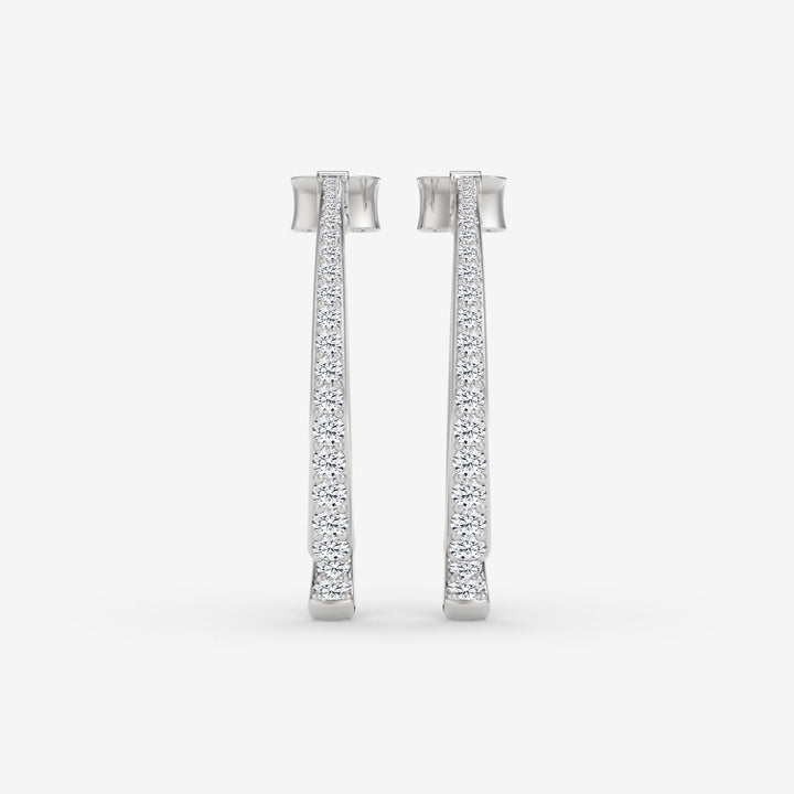 Split Hoop Earrings with 1.44 CT White Gold Round-Cut Diamonds