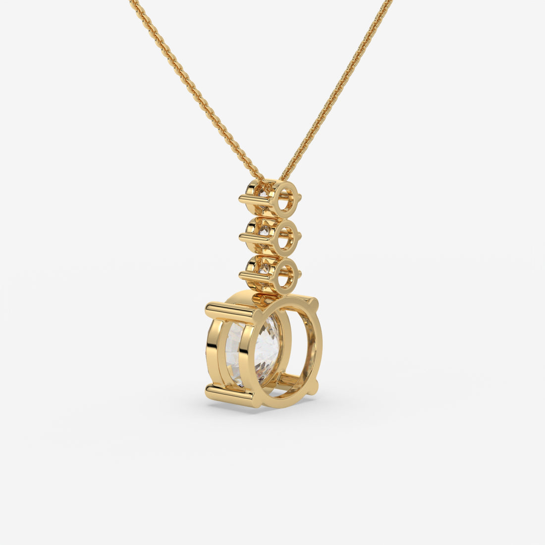Radiant Three-Stone Round-Cut Yellow Gold Diamond Pendant
