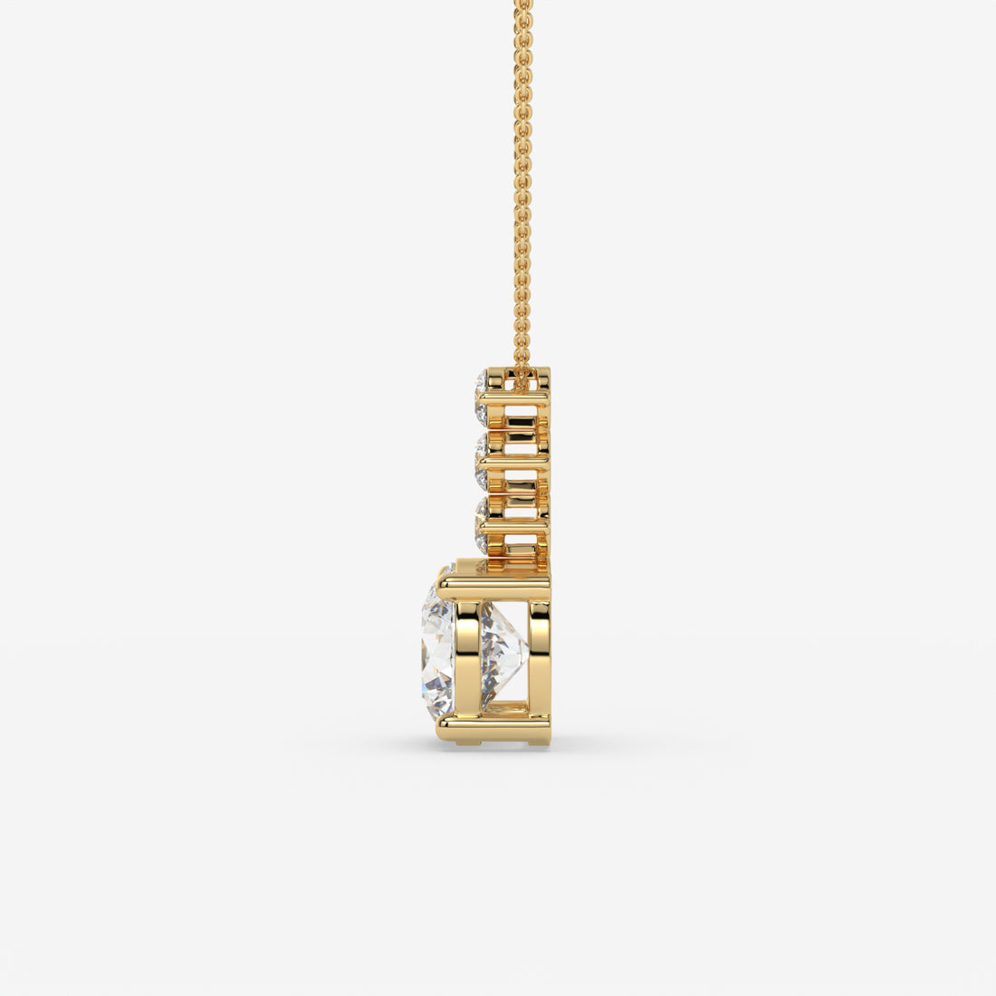 Radiant Three-Stone Round-Cut Yellow Gold Diamond Pendant
