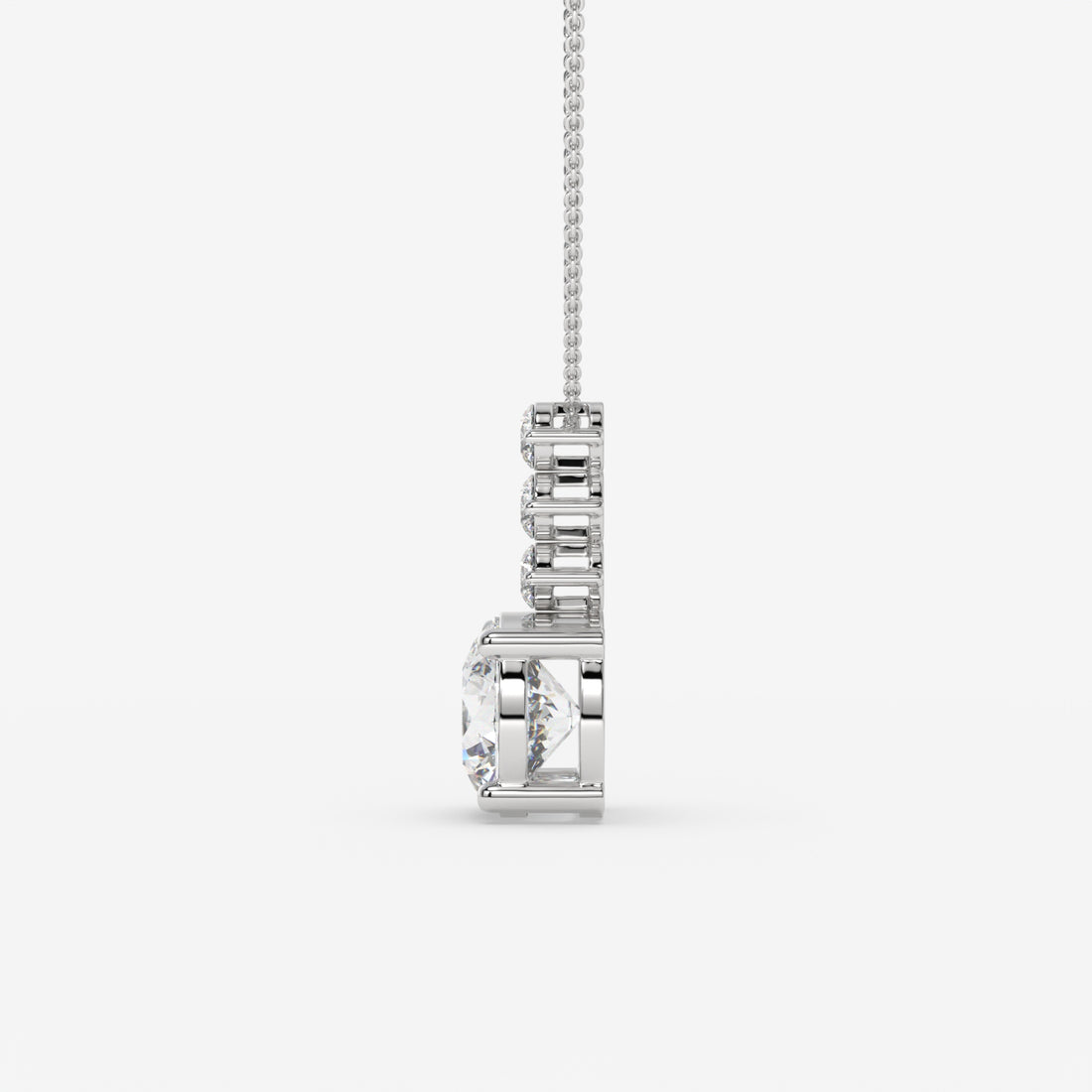 Radiant Three-Stone Round-Cut White Gold Diamond Pendant