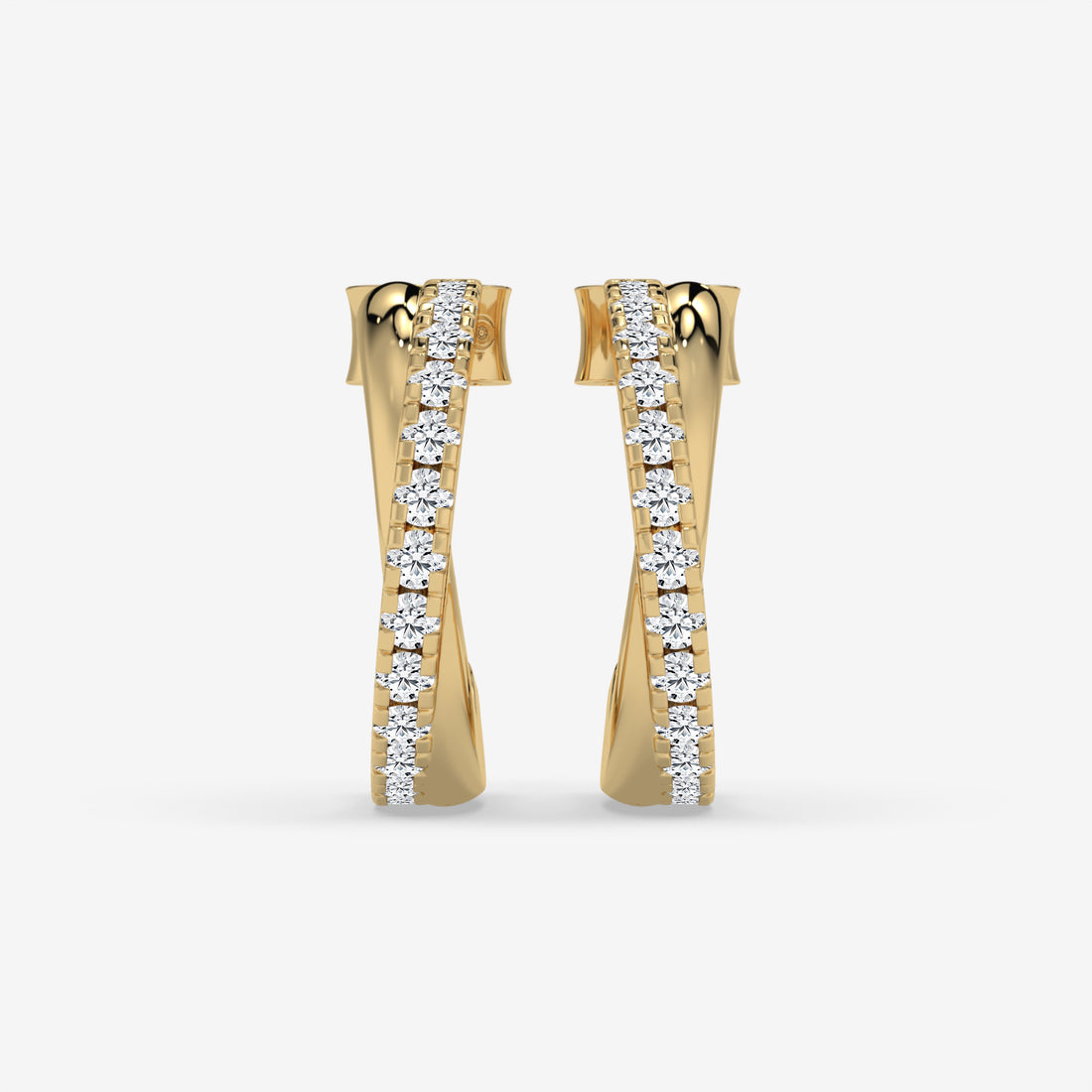 Twisted Diamond Hoop Rose Gold Earrings