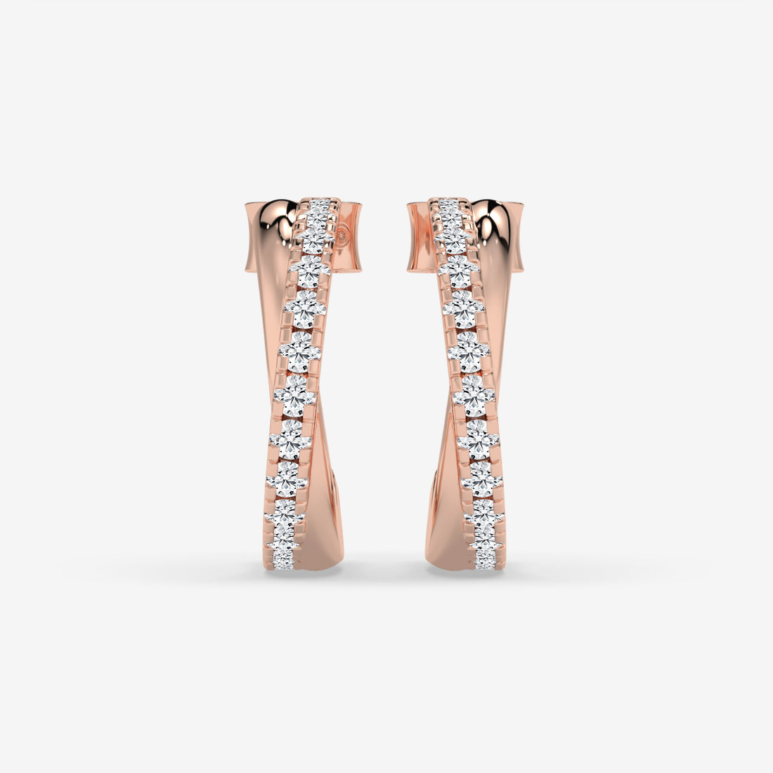 Twisted Diamond Hoop Yellow Gold Earrings