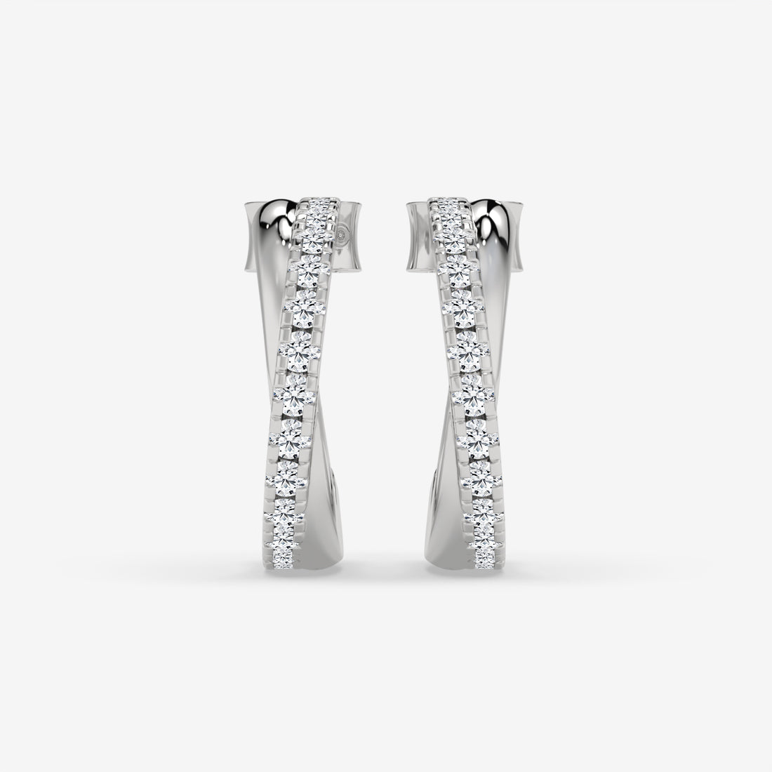 Twisted Diamond Hoop Yellow Gold Earrings