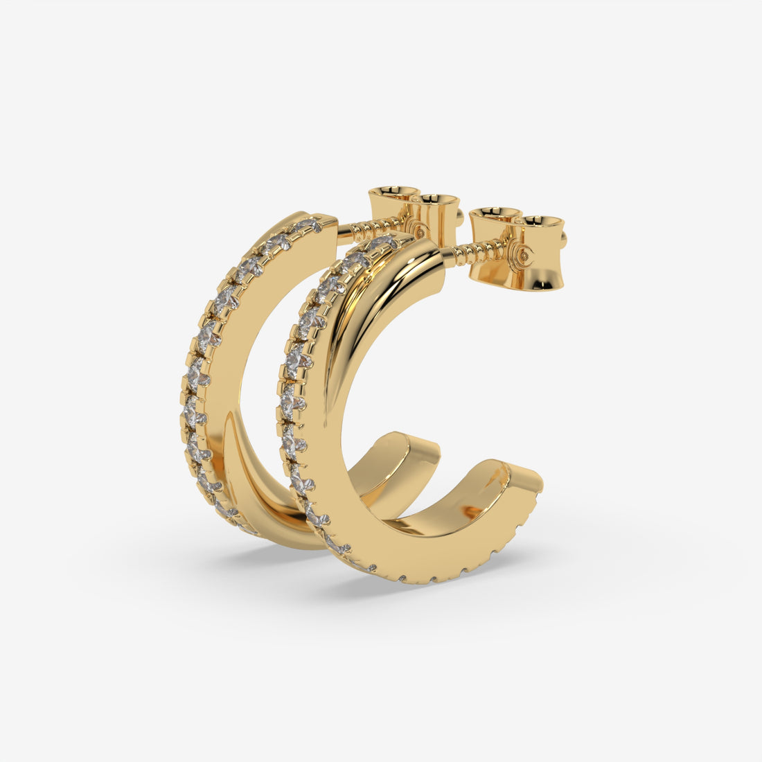 Twisted Diamond Hoop Yellow Gold Earrings