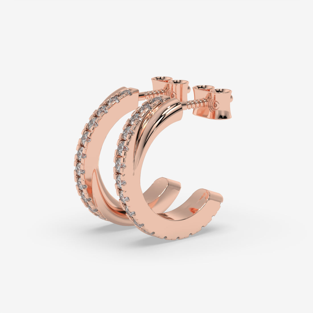 Twisted Diamond Hoop Rose Gold Earrings