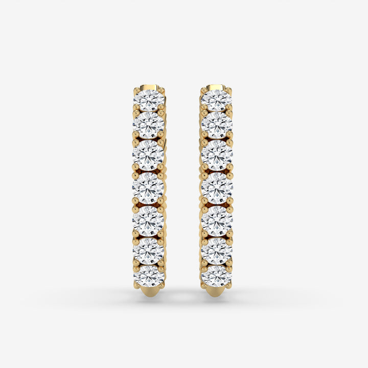 Textured Yellow Gold Diamond Hoop Earrings