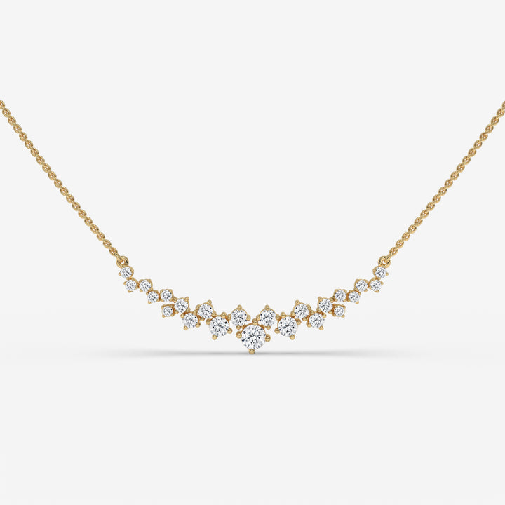 Geometric Play Round Diamond Pendant with Chain in 14K Yellow Gold