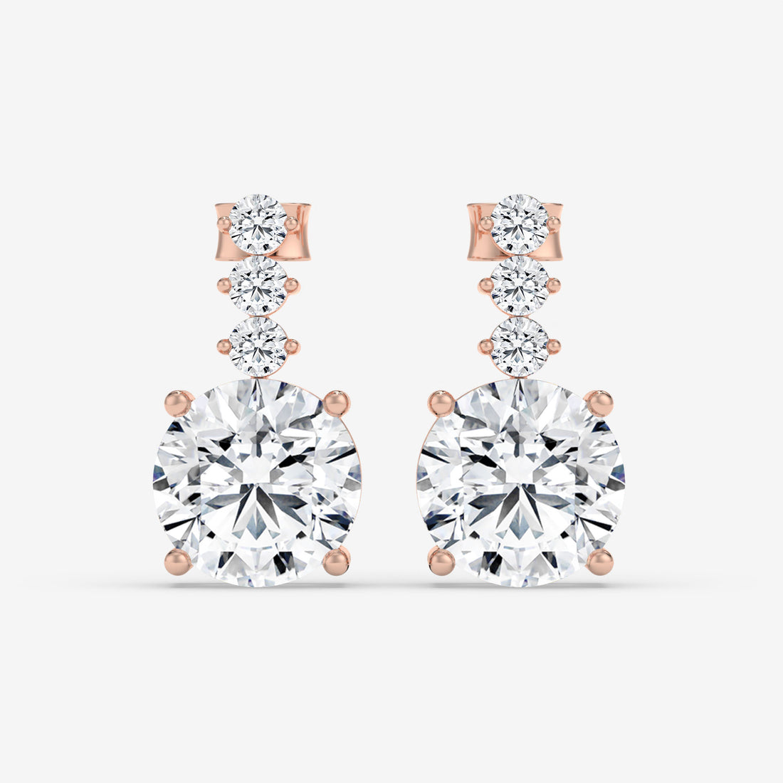 1.00 CT Studs and Drops White Gold Round Diamond Earrings