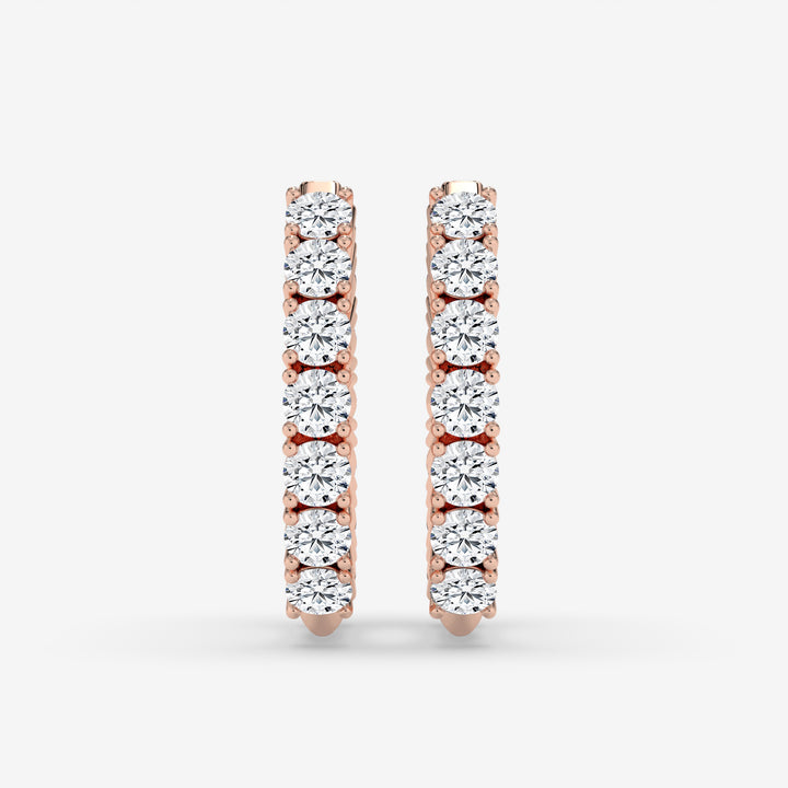 Textured Rose Gold Diamond Hoop Earrings