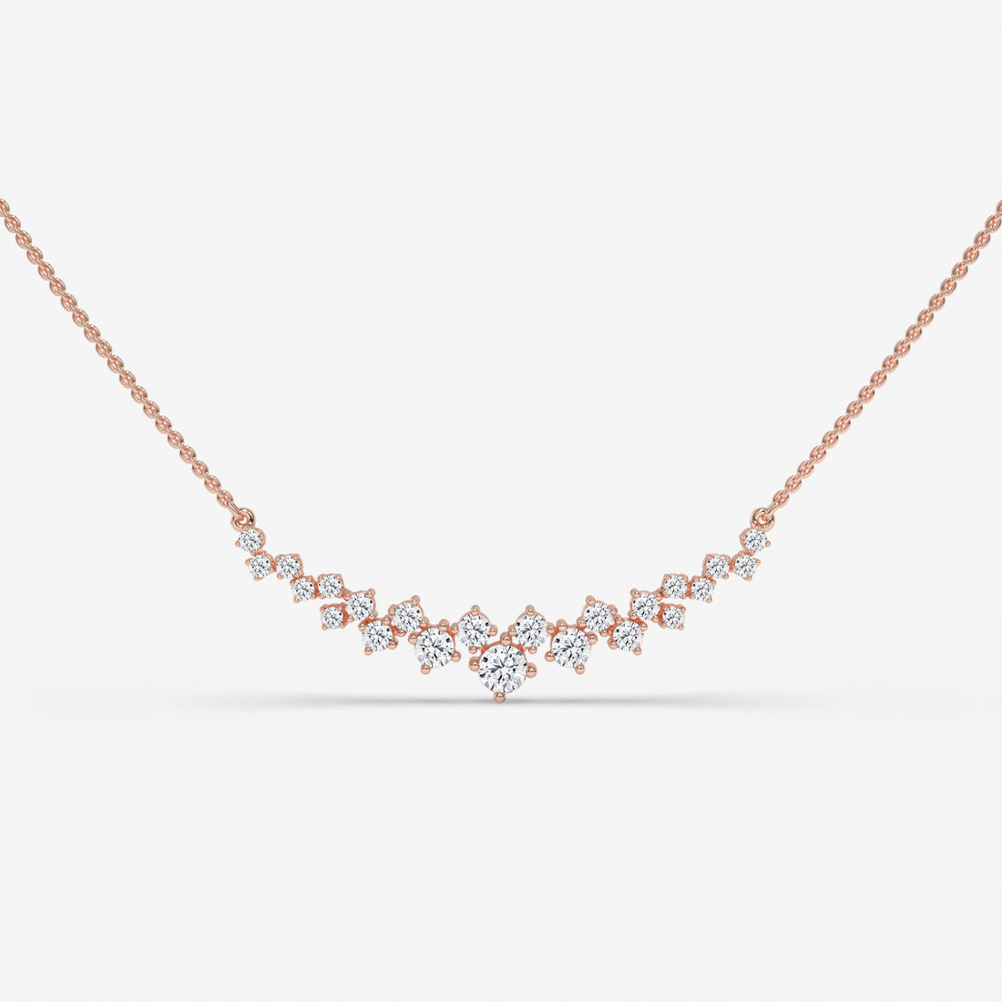 Geometric Play Round Diamond Pendant with Chain in 14K Rose Gold