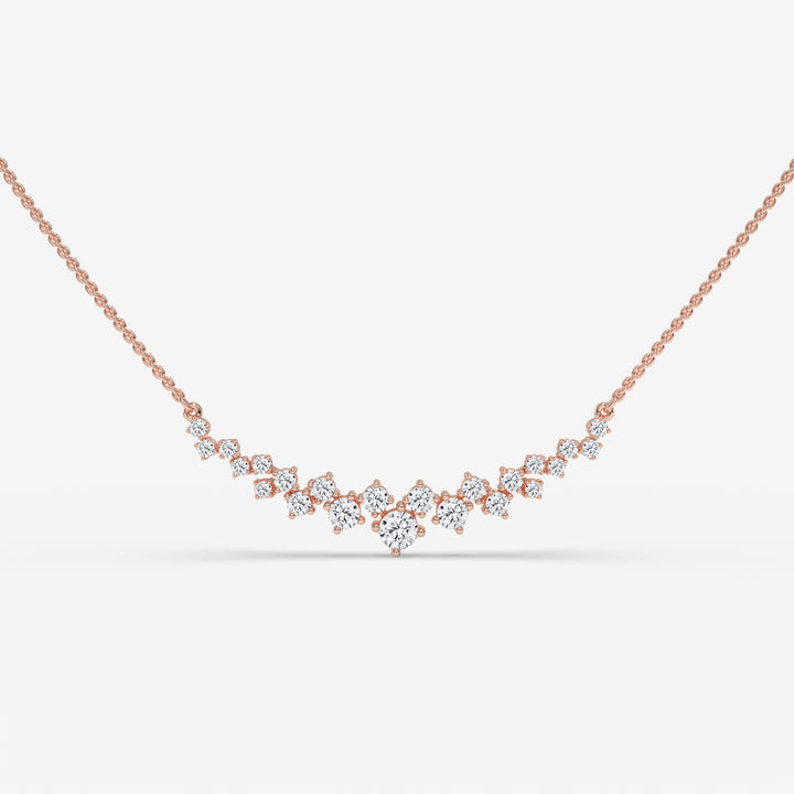 Geometric Play Round Diamond Pendant with Chain in 14K Rose Gold