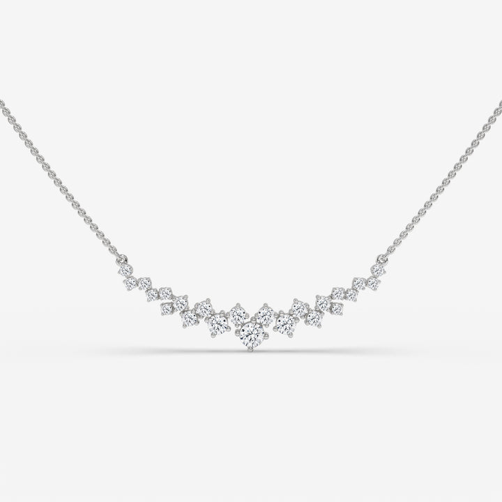 Geometric Play Round Diamond Pendant with Chain in 14K White Gold