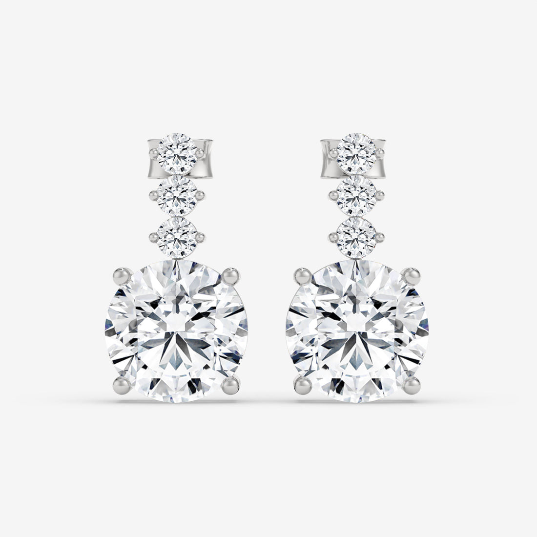 1.00 CT Studs and Drops White Gold Round Diamond Earrings