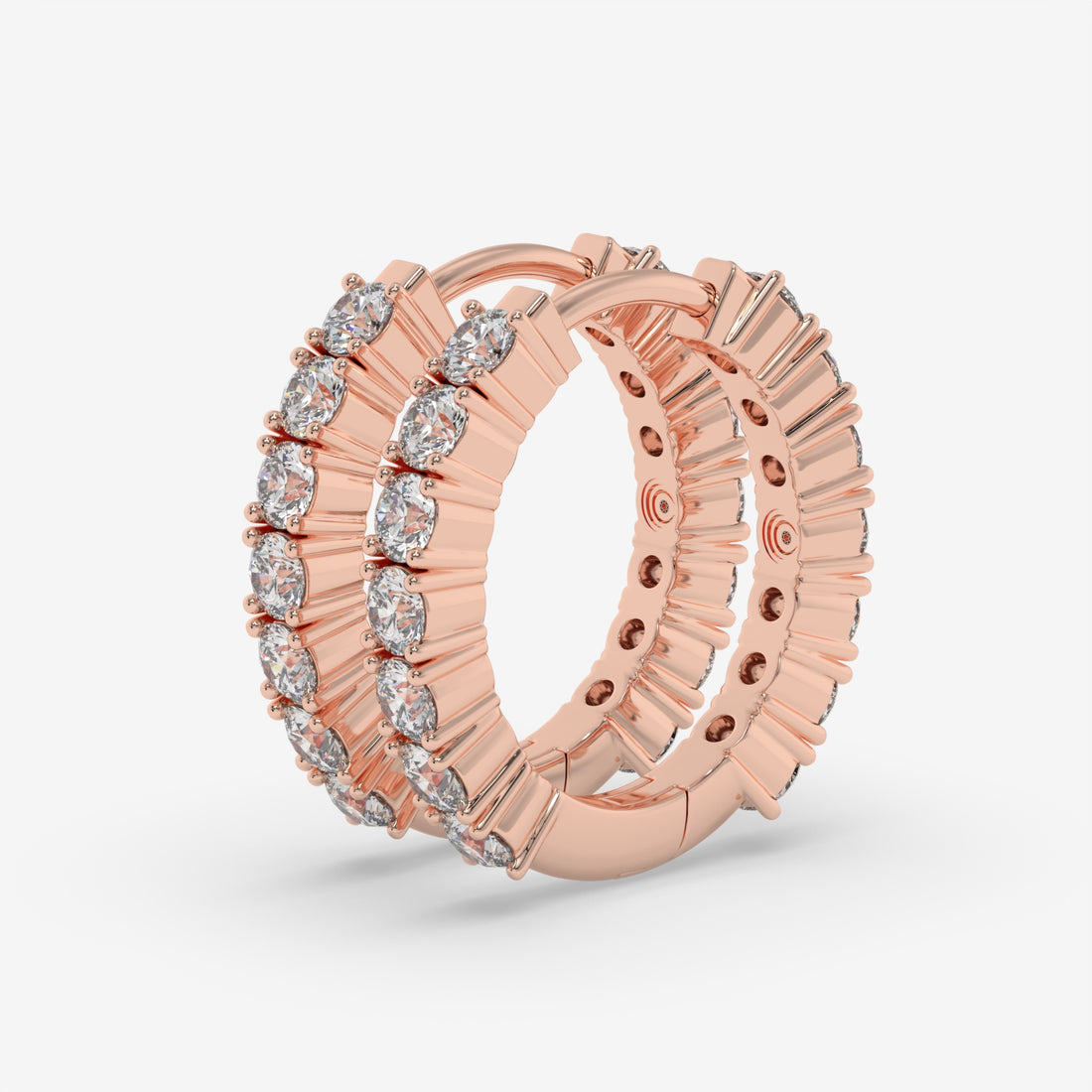 Textured Rose Gold Diamond Hoop Earrings