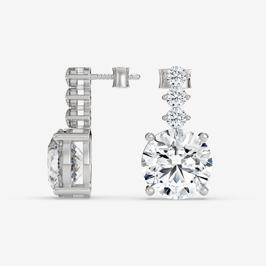 1.00 CT Studs and Drops White Gold Round Diamond Earrings