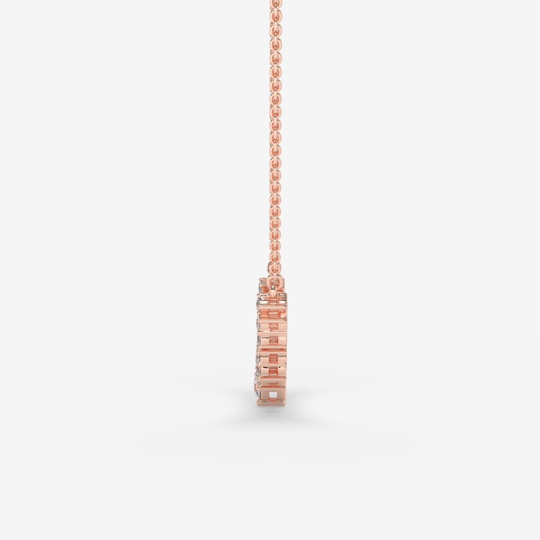Geometric Play Round Diamond Pendant with Chain in 14K Rose Gold
