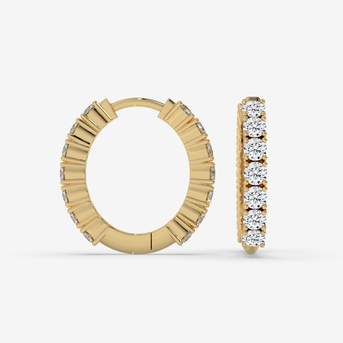Textured Yellow Gold Diamond Hoop Earrings