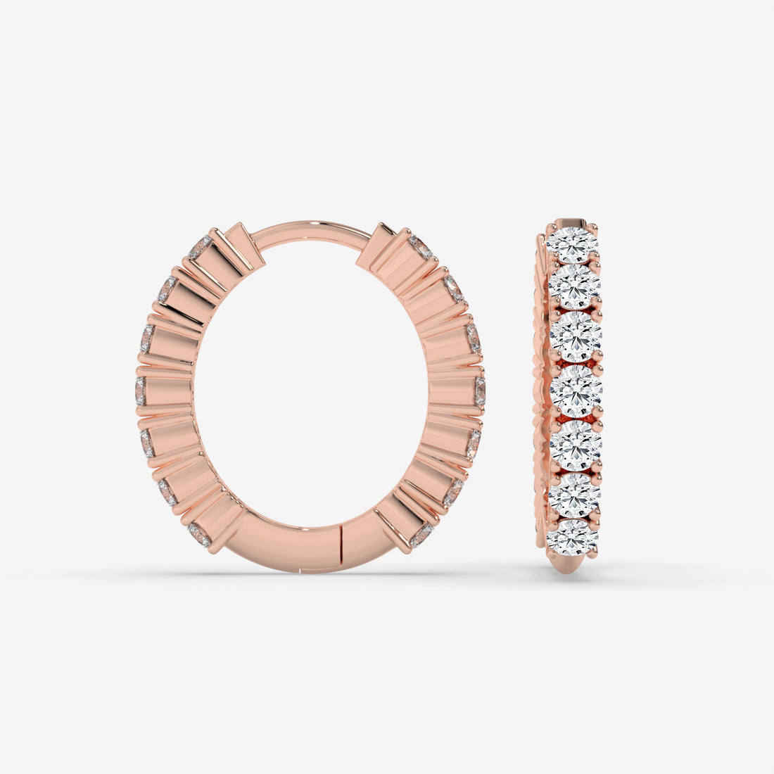 Textured Rose Gold Diamond Hoop Earrings