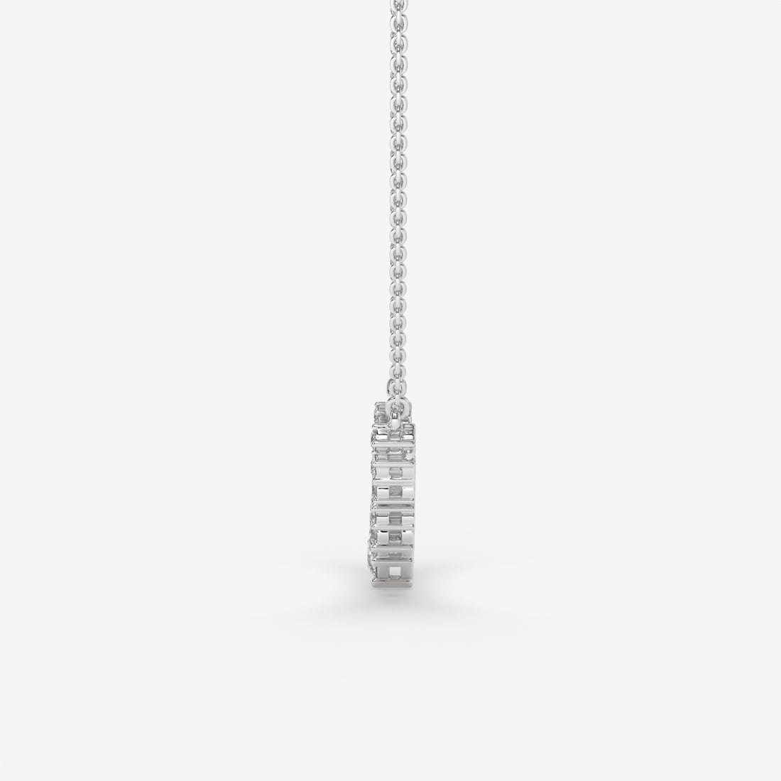 Geometric Play Round Diamond Pendant with Chain in 14K White Gold