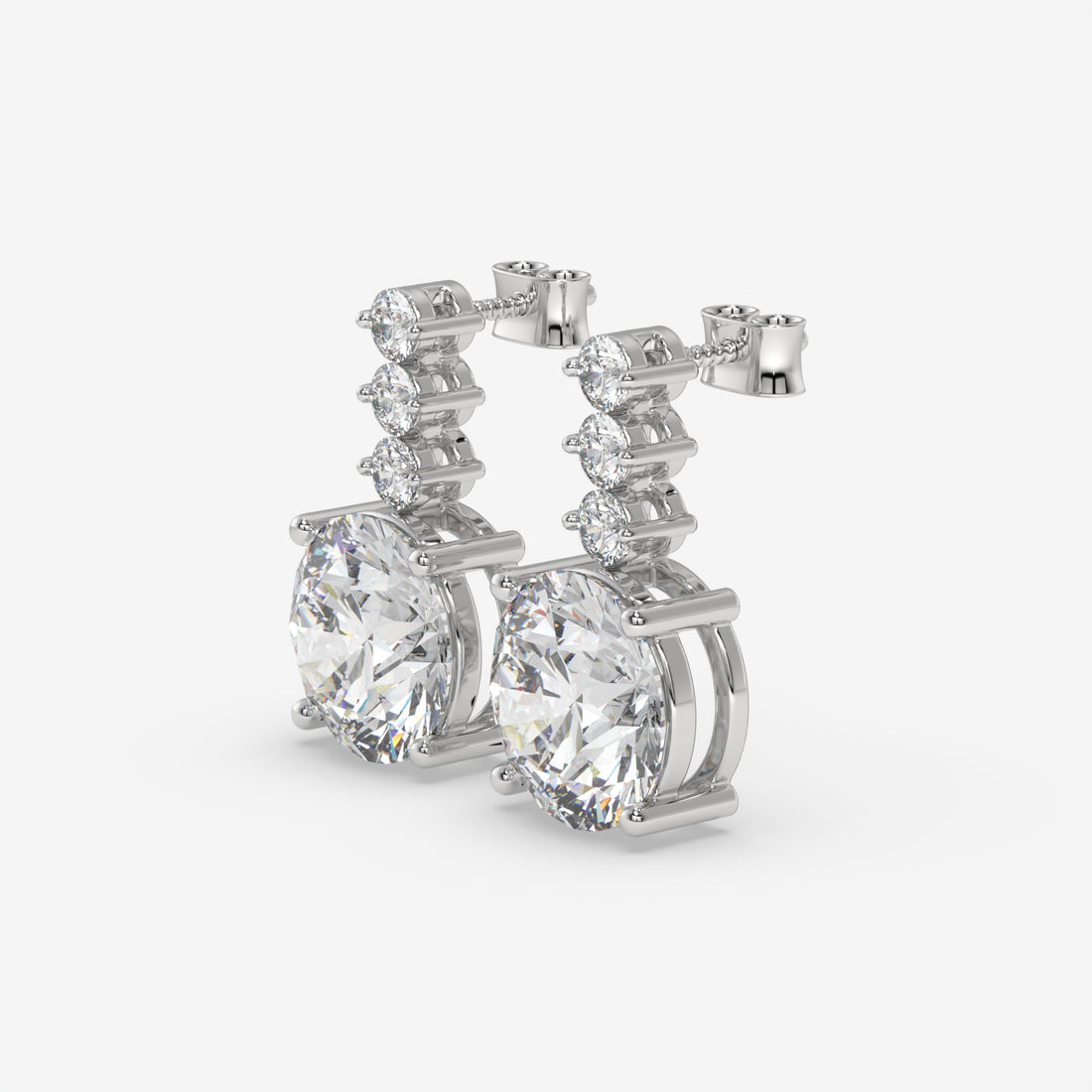 1.00 CT Studs and Drops White Gold Round Diamond Earrings