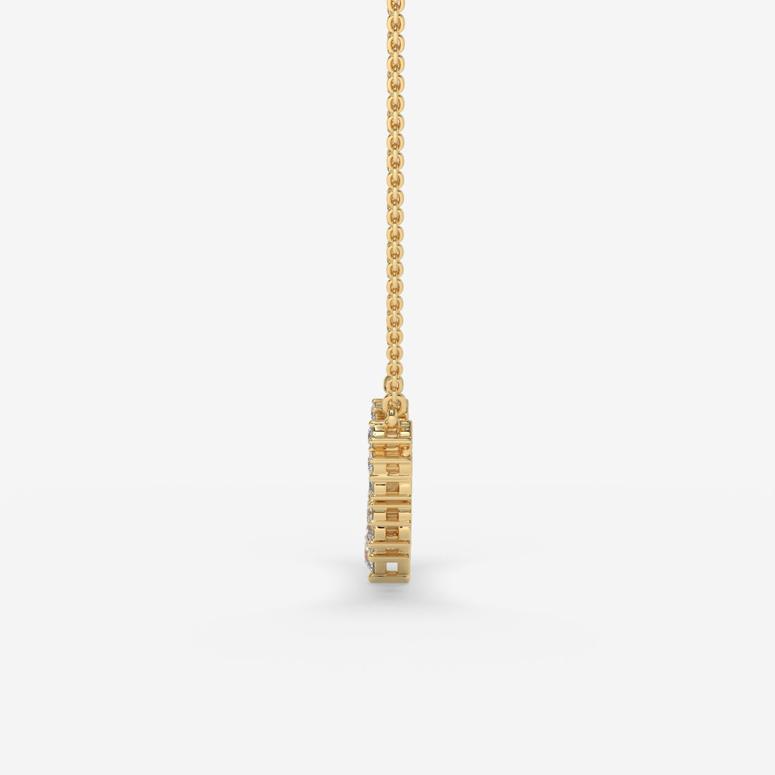 Geometric Play Round Diamond Pendant with Chain in 14K Yellow Gold