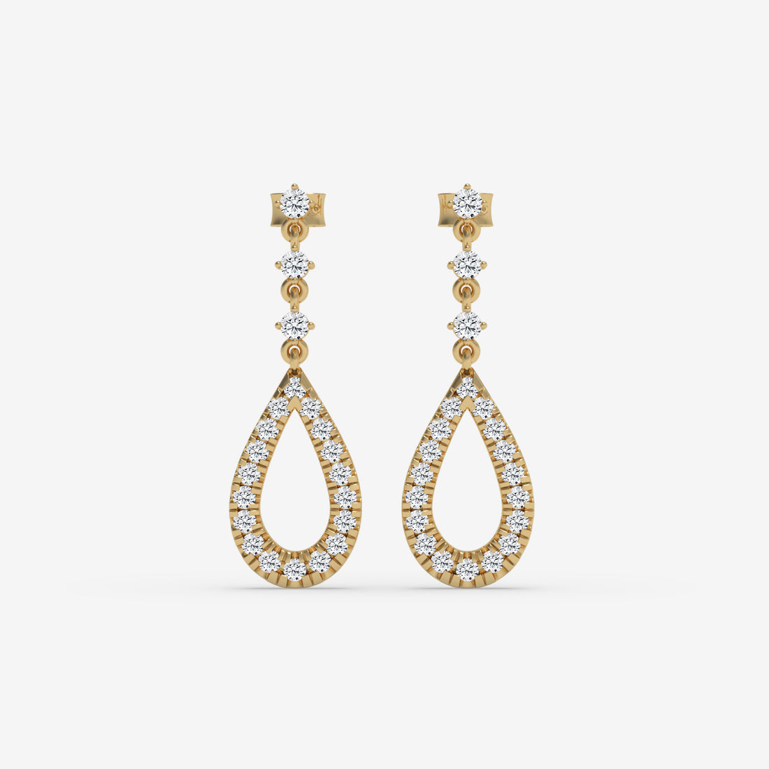 Yellow Gold Pear-Shaped Diamond Drop Earrings