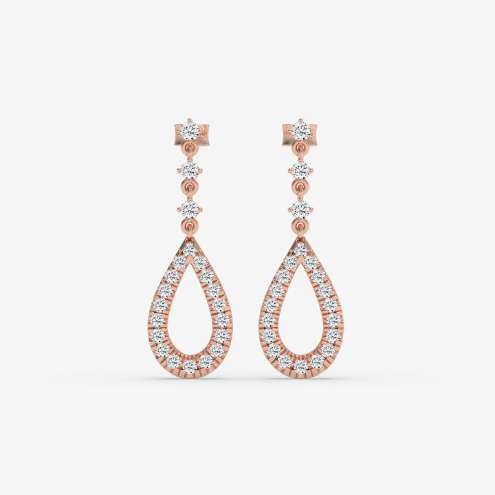 Rose Gold Pear-Shaped Diamond Drop Earrings
