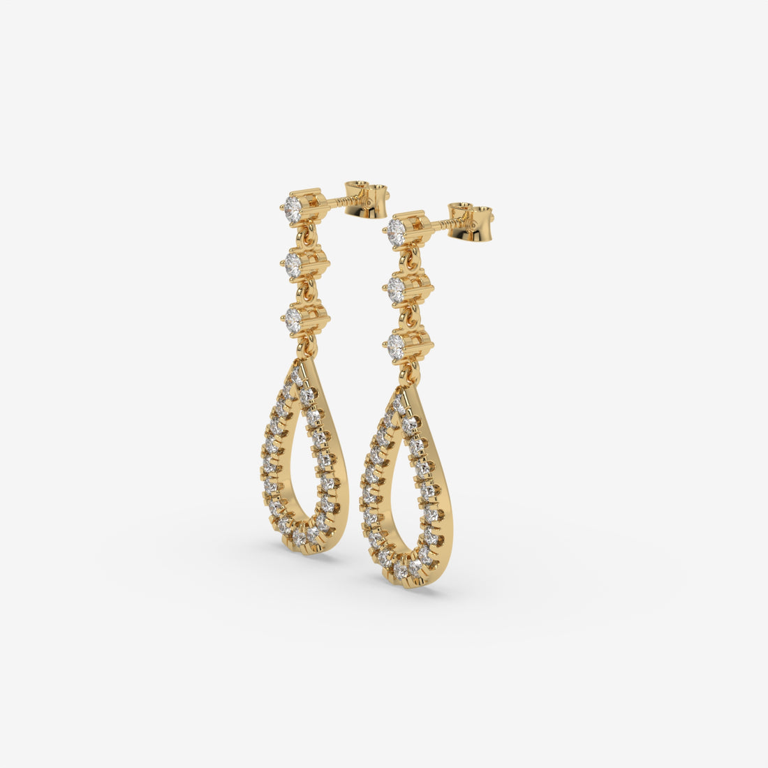 Yellow Gold Pear-Shaped Diamond Drop Earrings