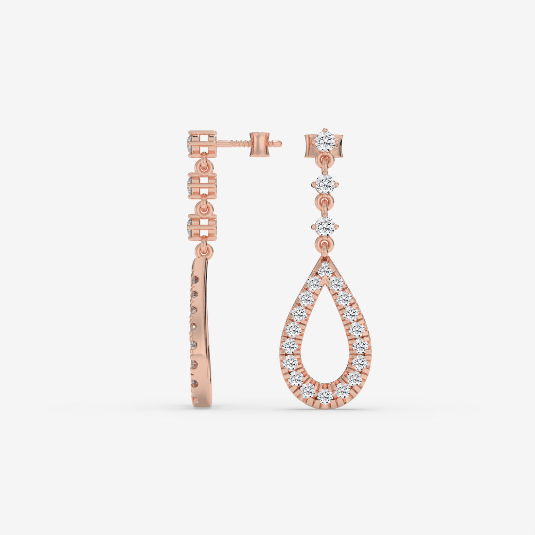 Rose Gold Pear-Shaped Diamond Drop Earrings