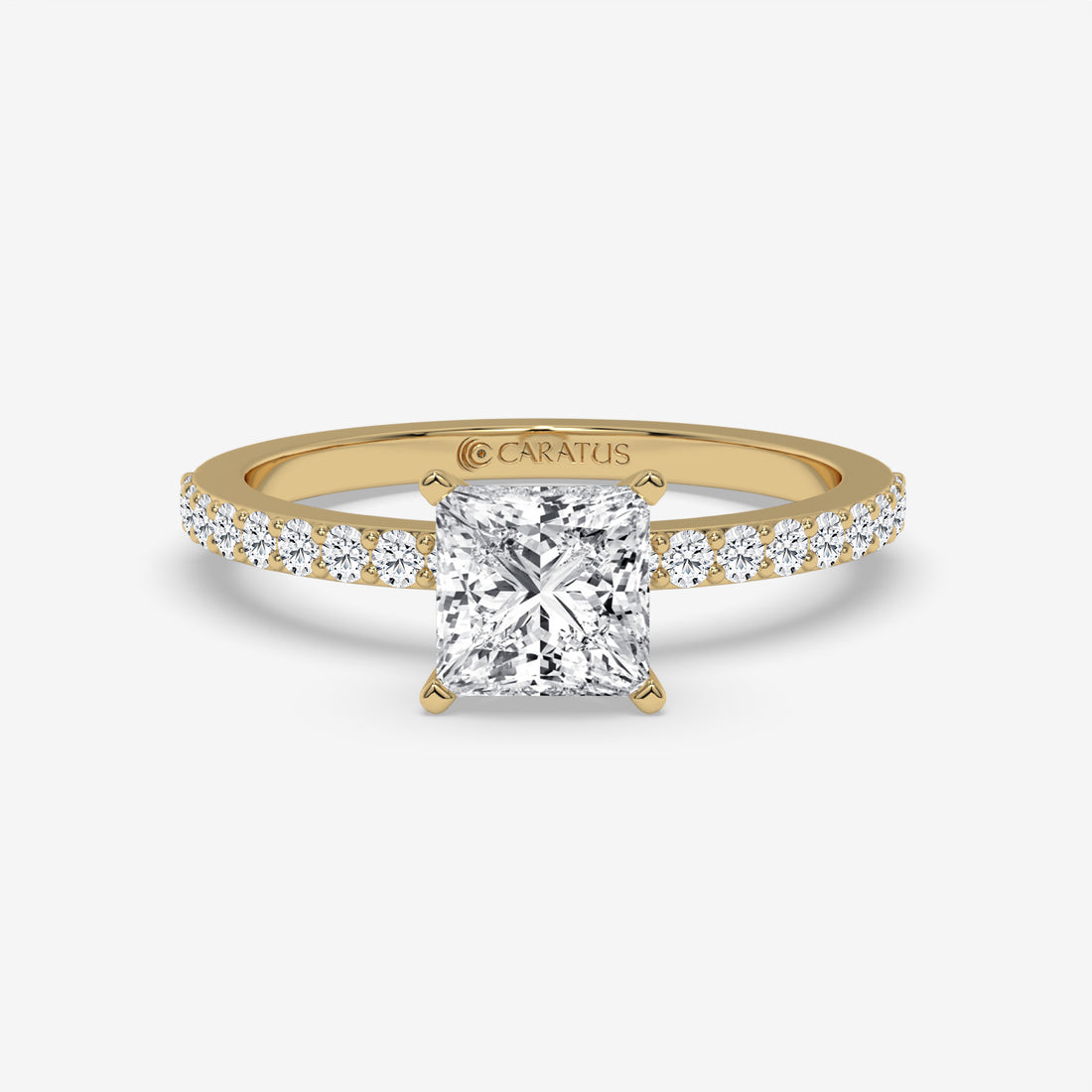 Yellow Gold Princess-Cut Diamond Solitaire Ring with Channel-Set Band