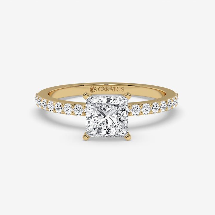 Yellow Gold Princess-Cut Diamond Solitaire Ring with Channel-Set Band