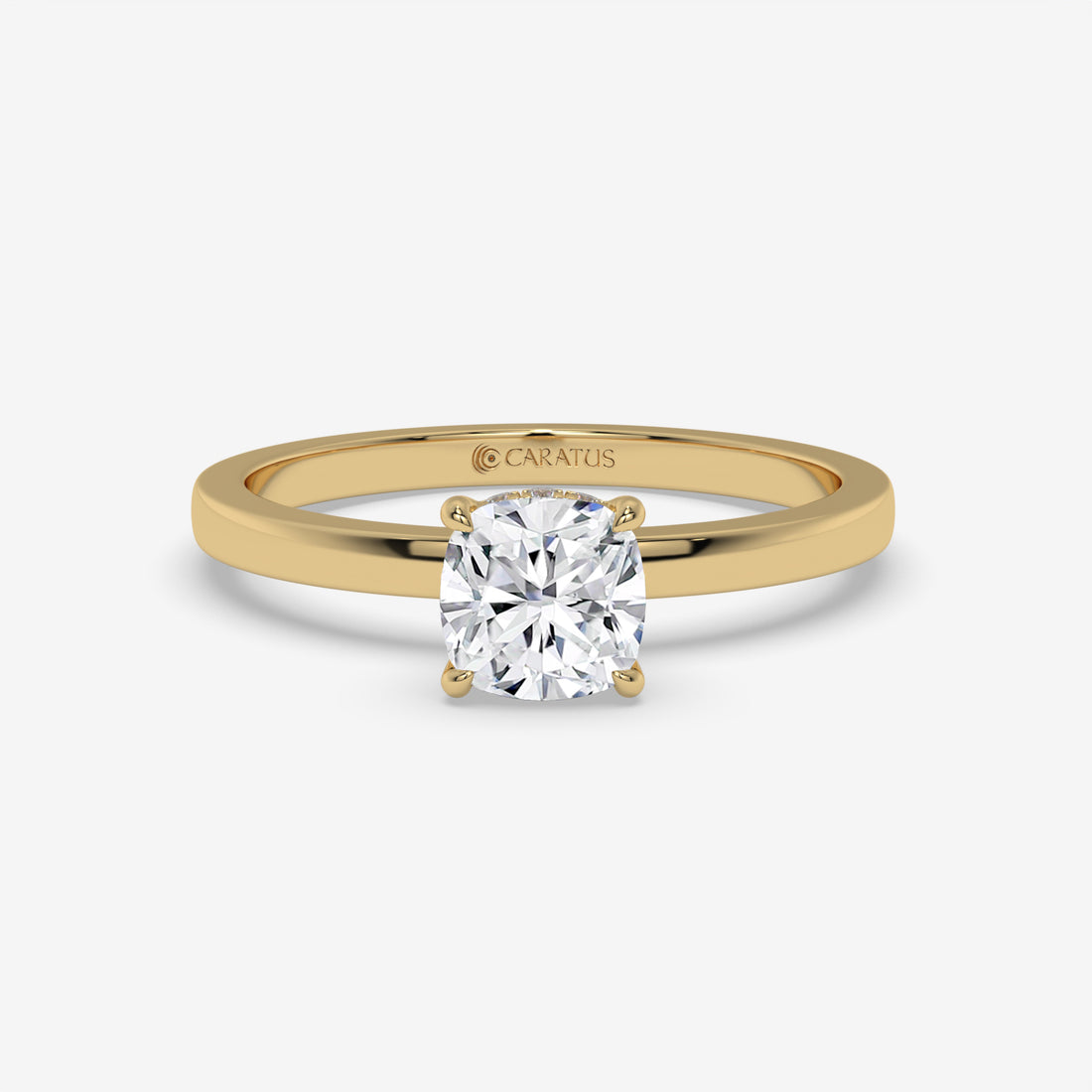Cushion-Cut Diamond Engagement Ring with Hidden Halo in Rose Gold