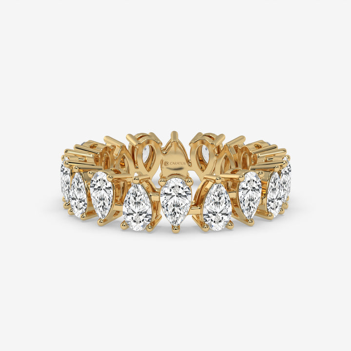 4.50 CT Yellow Gold Pear-Cut Diamond Eternity Engagement Ring