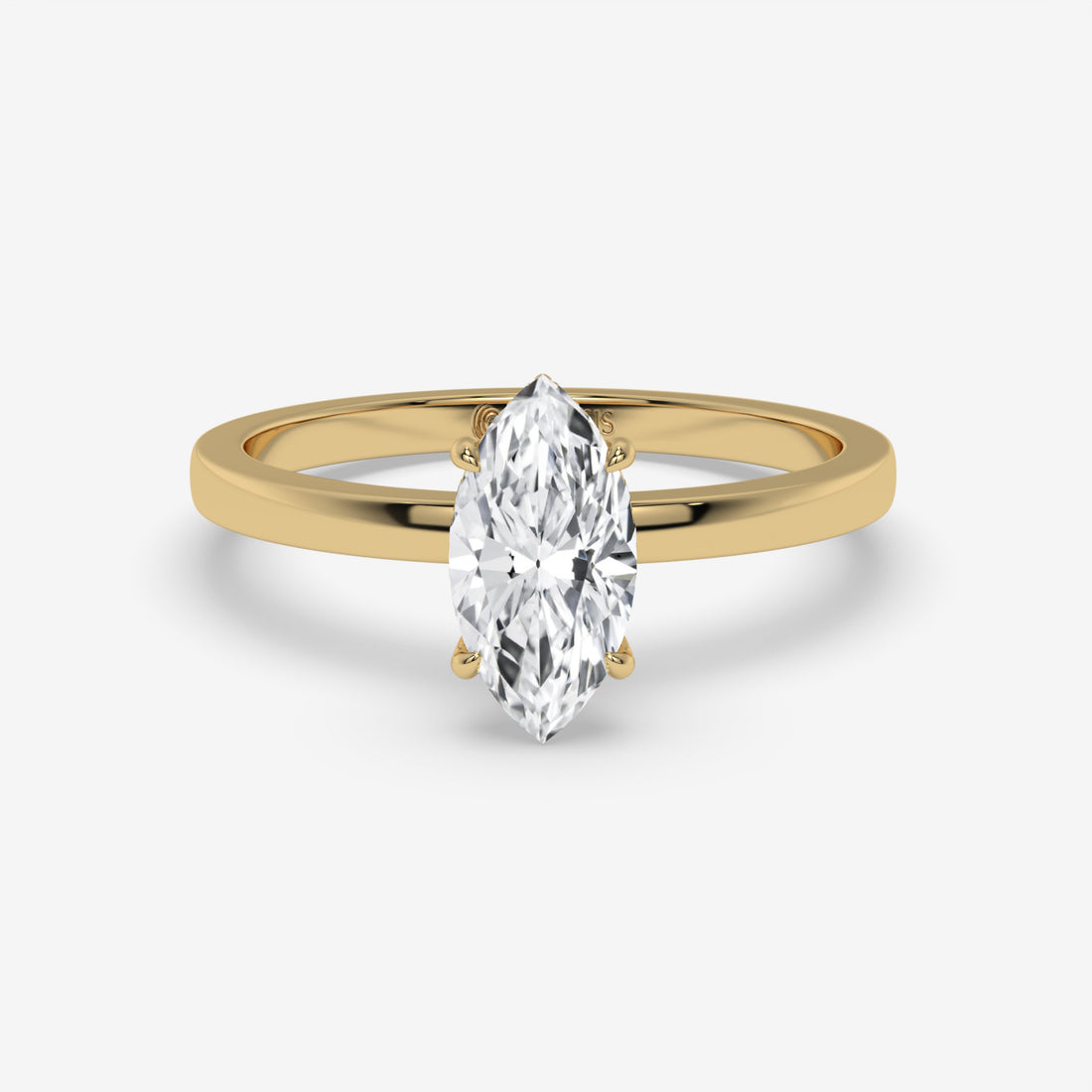 Marquise Diamond Ring with Round Side Diamonds in Rose Gold